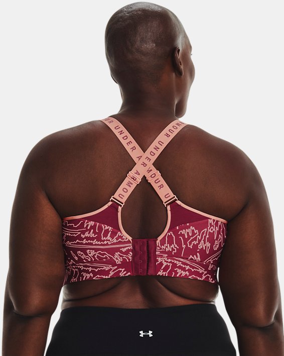 Women's UA Infinity High Printed Sports Bra in Pink image number 1